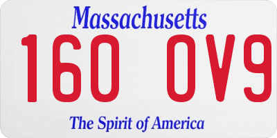 MA license plate 160OV9