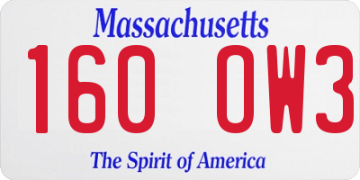 MA license plate 160OW3