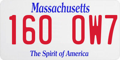 MA license plate 160OW7