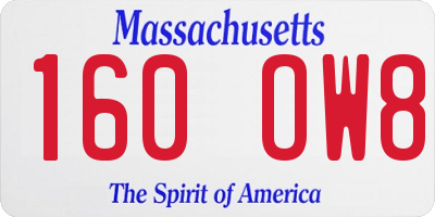 MA license plate 160OW8