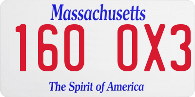 MA license plate 160OX3