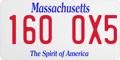 MA license plate 160OX5