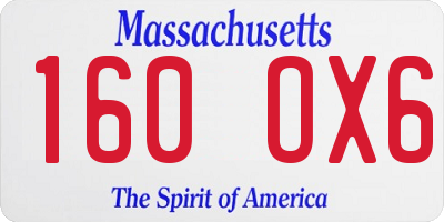 MA license plate 160OX6