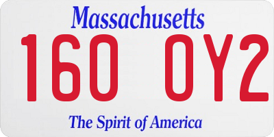 MA license plate 160OY2