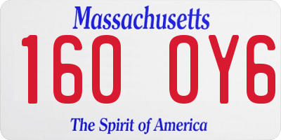 MA license plate 160OY6