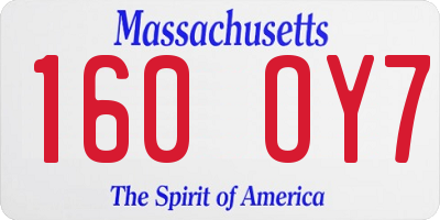 MA license plate 160OY7