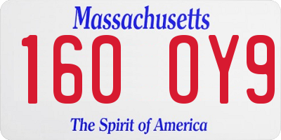 MA license plate 160OY9