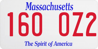 MA license plate 160OZ2
