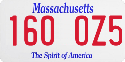 MA license plate 160OZ5