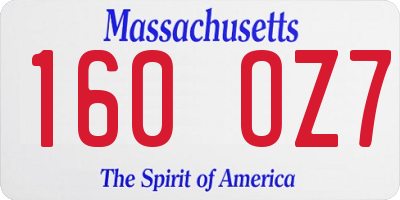 MA license plate 160OZ7