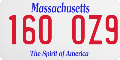 MA license plate 160OZ9