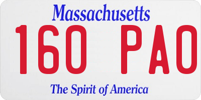 MA license plate 160PA0