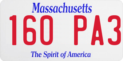 MA license plate 160PA3