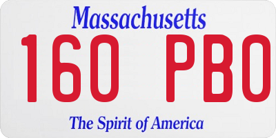 MA license plate 160PB0