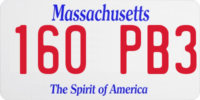 MA license plate 160PB3