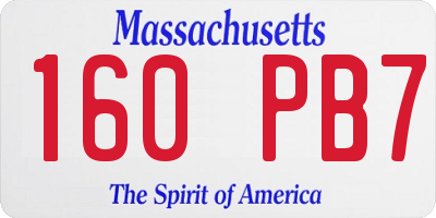 MA license plate 160PB7