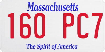 MA license plate 160PC7