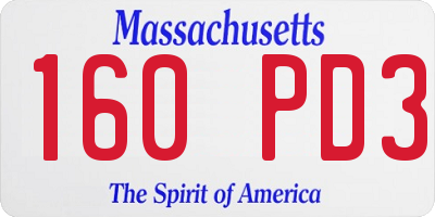 MA license plate 160PD3
