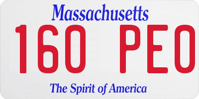 MA license plate 160PE0