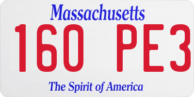 MA license plate 160PE3