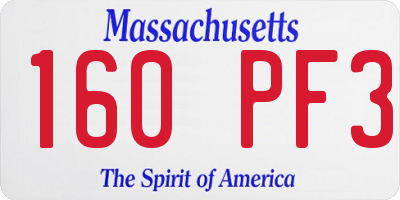 MA license plate 160PF3