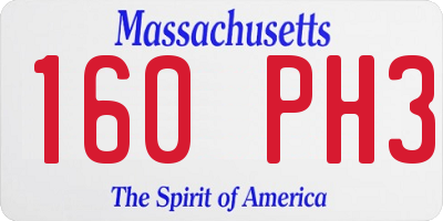 MA license plate 160PH3
