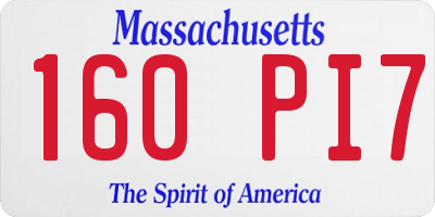 MA license plate 160PI7
