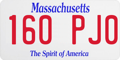 MA license plate 160PJ0