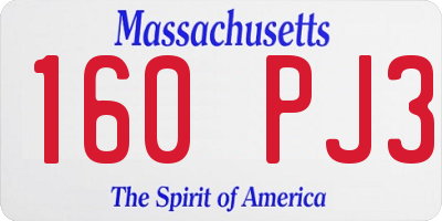 MA license plate 160PJ3