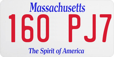 MA license plate 160PJ7