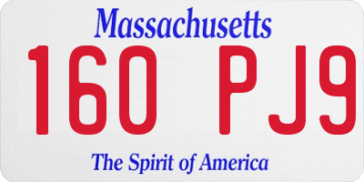 MA license plate 160PJ9