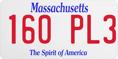 MA license plate 160PL3
