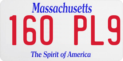 MA license plate 160PL9