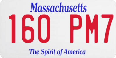 MA license plate 160PM7