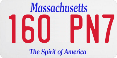 MA license plate 160PN7