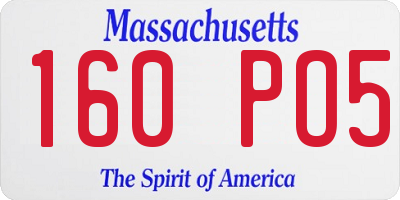 MA license plate 160PO5