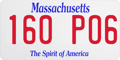 MA license plate 160PO6