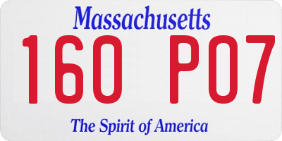 MA license plate 160PO7