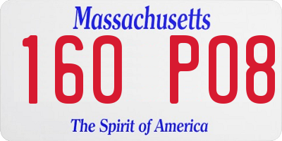 MA license plate 160PO8