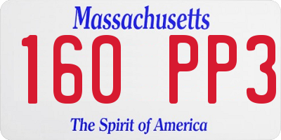 MA license plate 160PP3