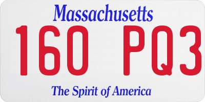 MA license plate 160PQ3