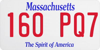 MA license plate 160PQ7
