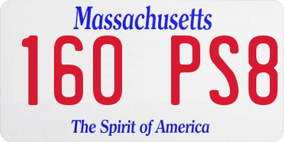 MA license plate 160PS8