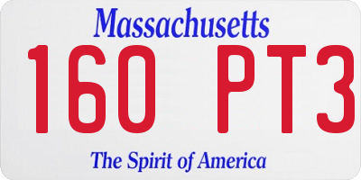 MA license plate 160PT3