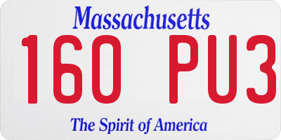 MA license plate 160PU3