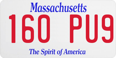 MA license plate 160PU9