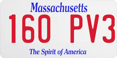 MA license plate 160PV3