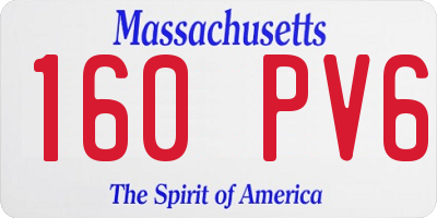 MA license plate 160PV6