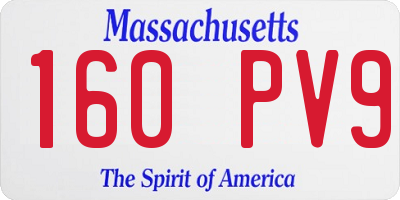 MA license plate 160PV9