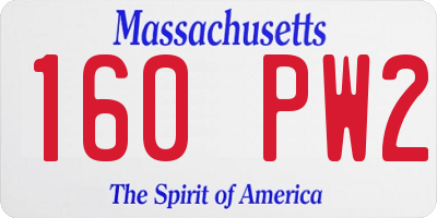 MA license plate 160PW2